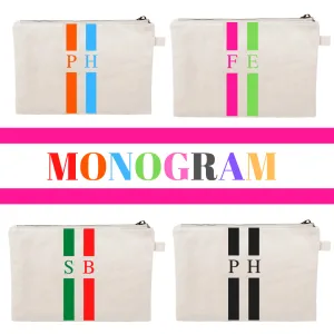 Embroidered Canvas Zipper Pouch