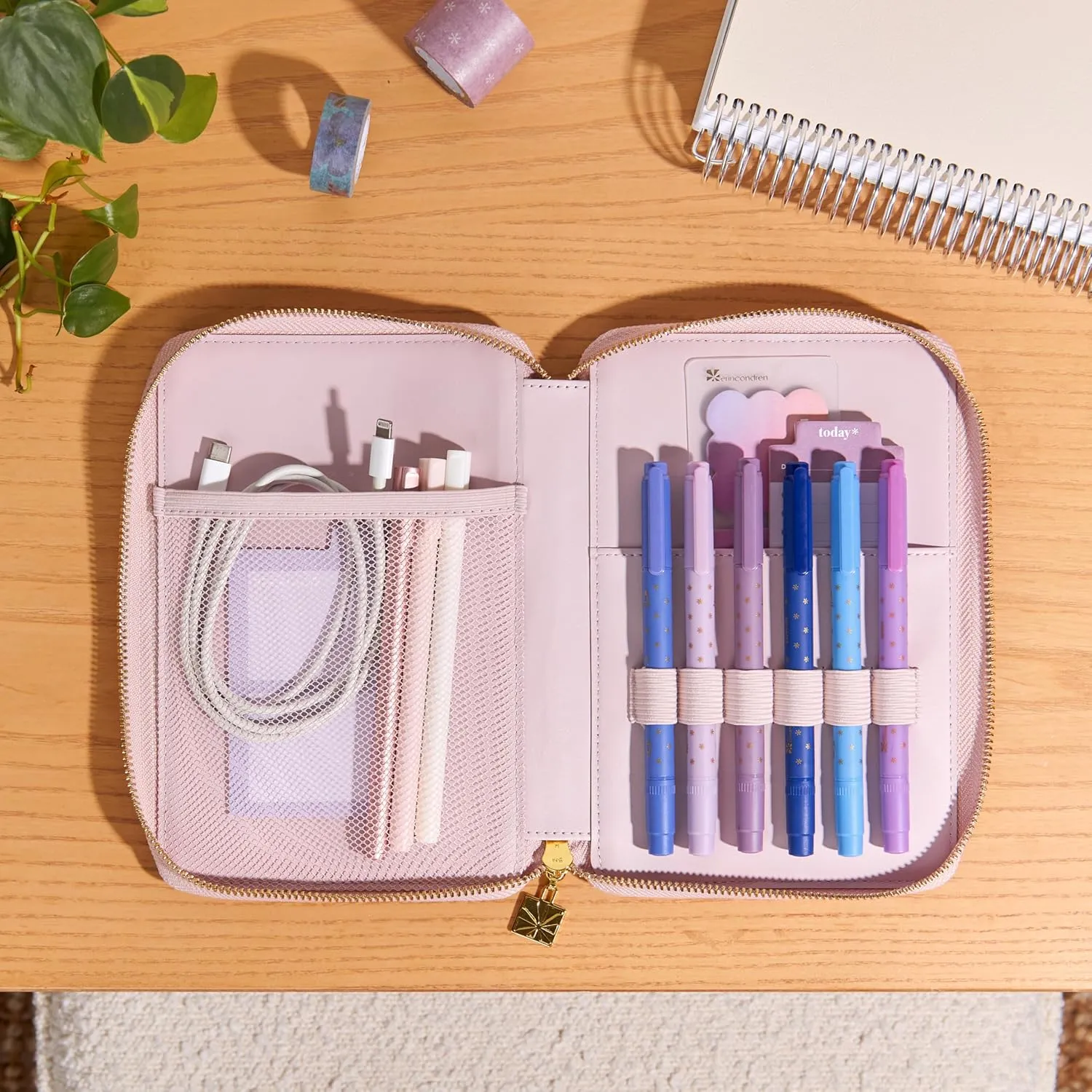 Erin Condren Premium Planny Pack, Lilac Vegan Leather Zip-Around Design, Multi-Purpose Zipper Case for Planning Supplies, School and Office Supplies, Makeup, Tech and More