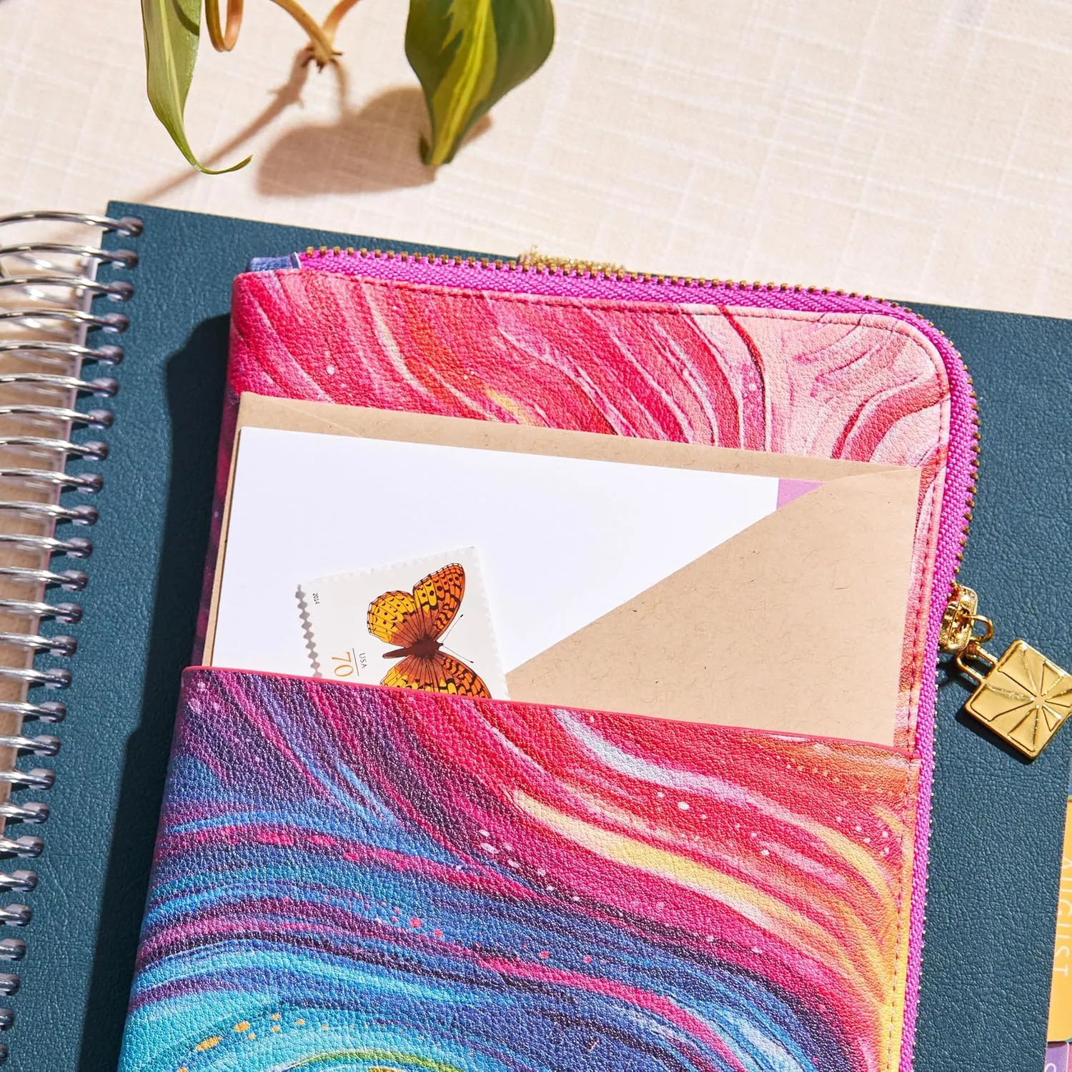 Erin Condren Ultimate Planny Pack, Vegan Leather Organizer for Travel, Work, and School, Stylish & Durable Multi-Compartment Storage Case With Metal Zipper for Pens and Accessories, Evolve