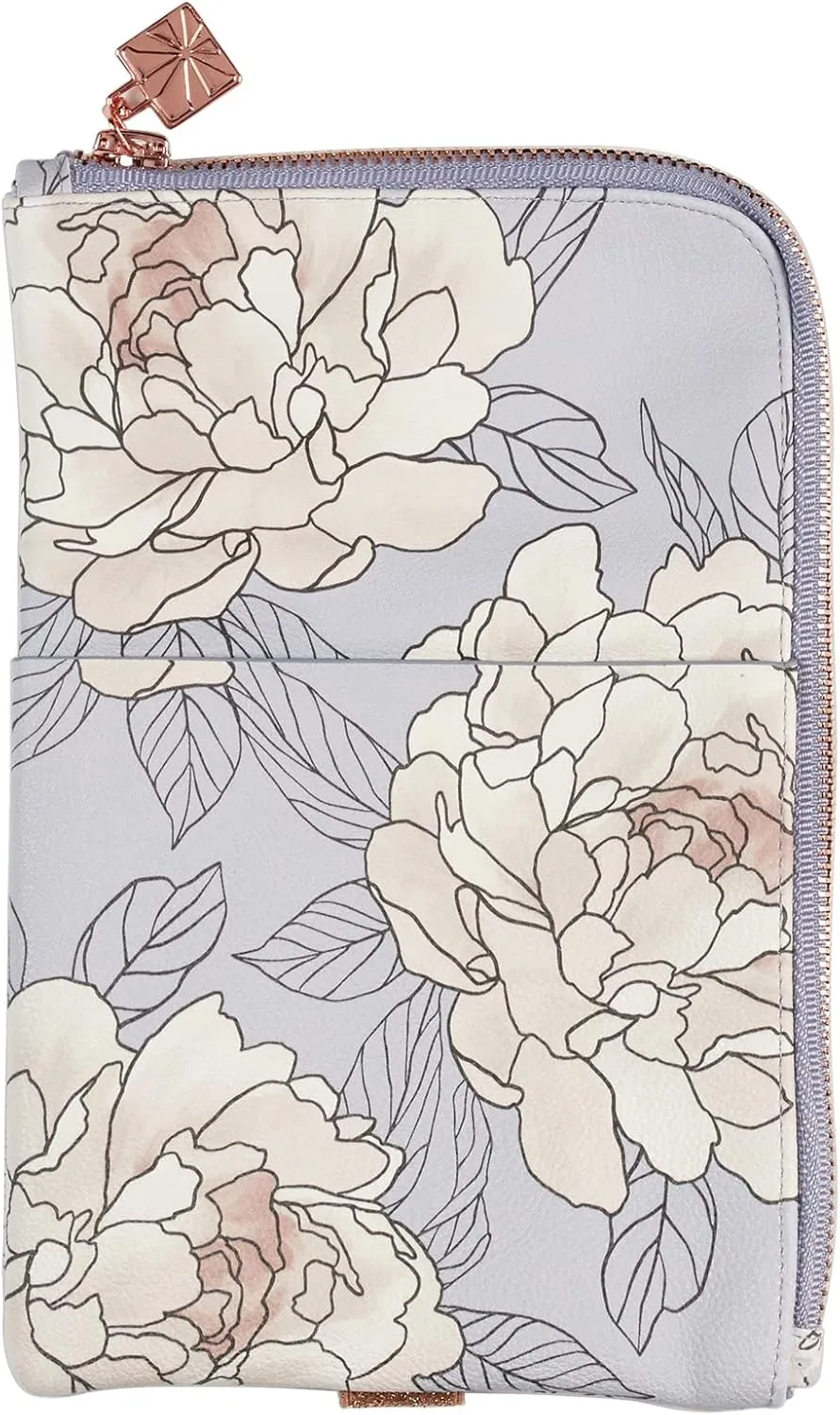 Erin Condren Ultimate Planny Pack, Vegan Leather Organizer for Travel, Work, and School, Stylish & Durable Multi-Compartment Storage Case With Metal Zipper for Pens and Accessories, Flora
