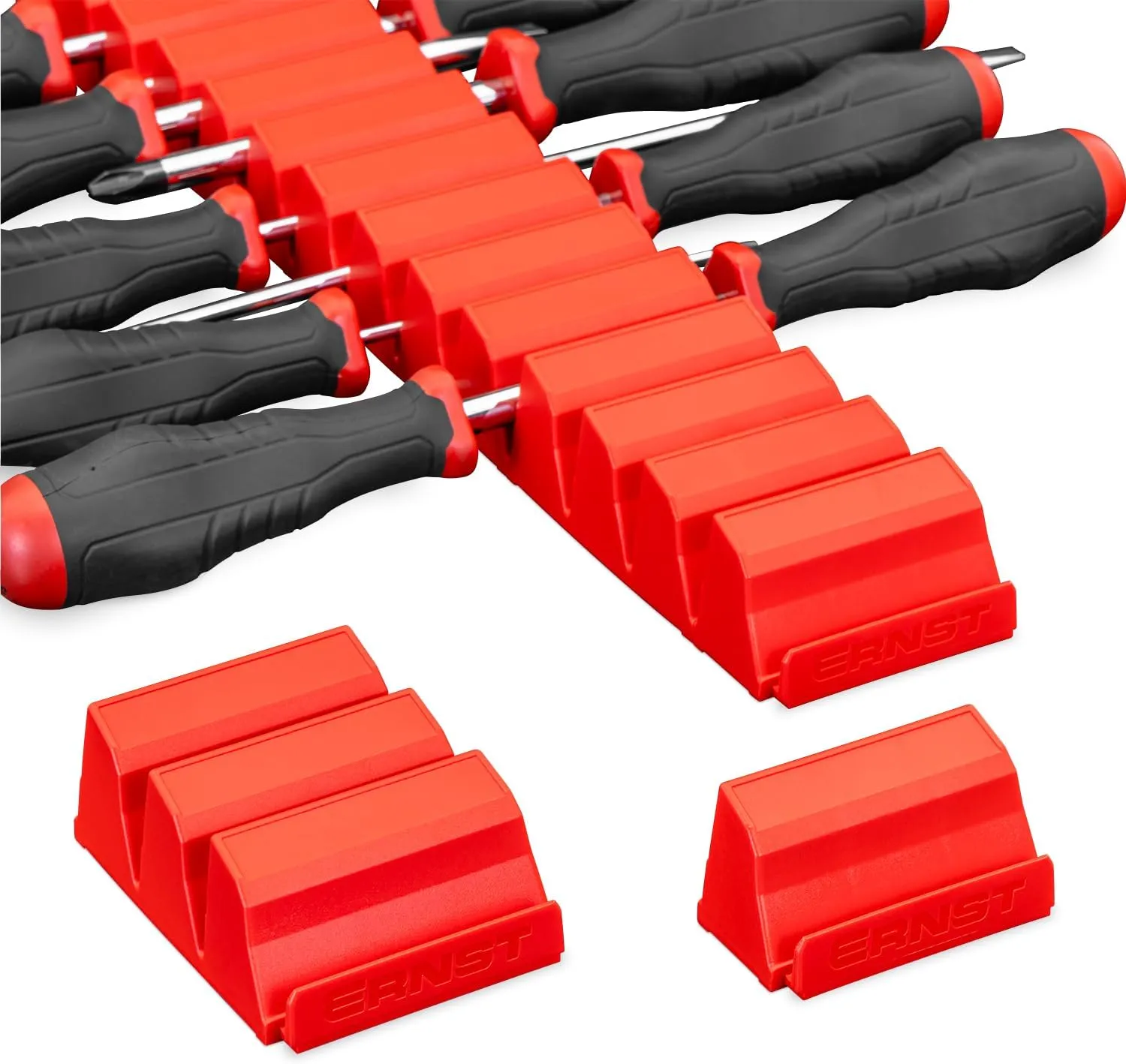 Ernst Manufacturing Screwdriver Pro - Modular Screwdriver Organizer for 13 Tools with Anti-Slip Base, Red - Made in the USA