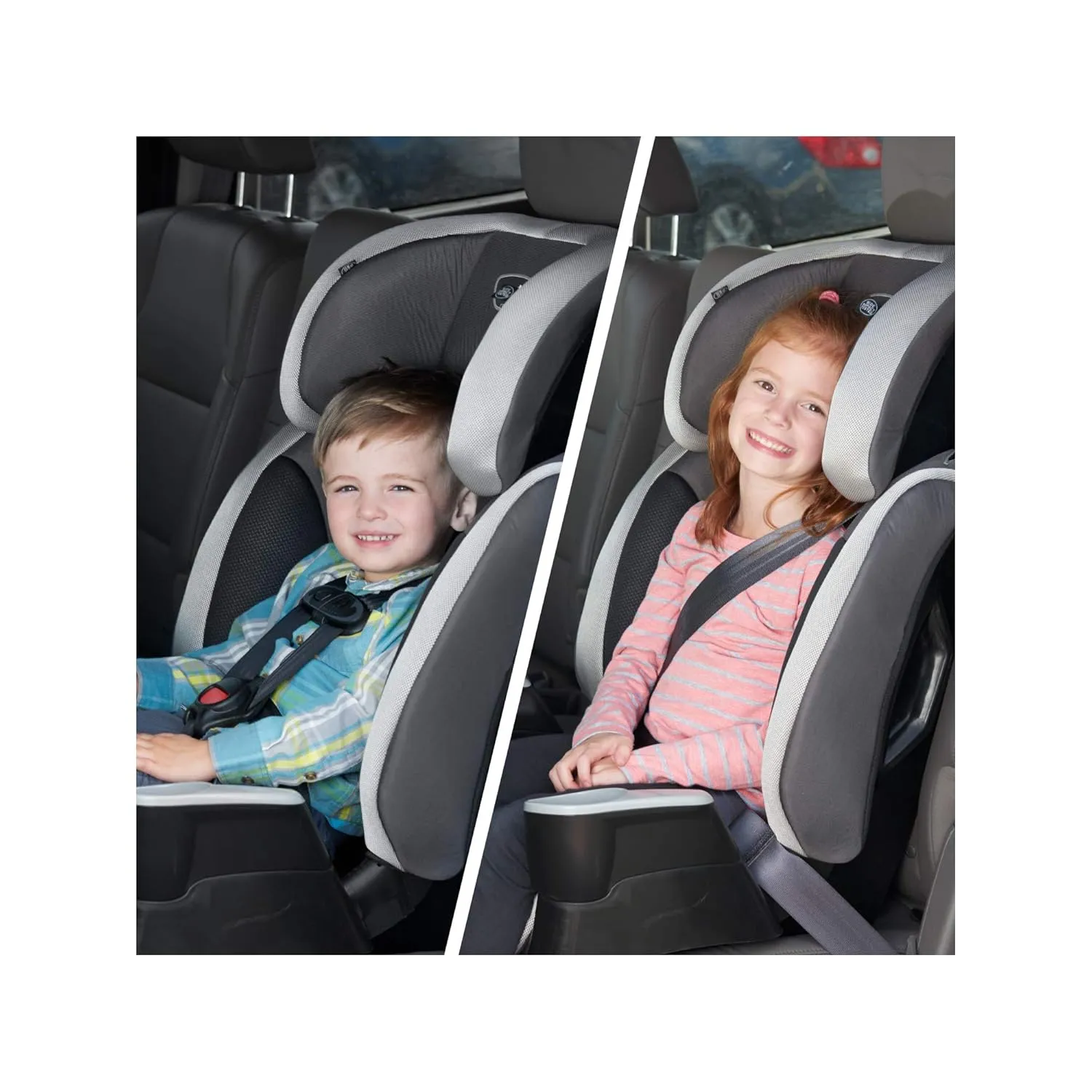 Evenflo High-Back Booster Car Seat with Harness, 22 to 110lbs, Maestro Sport, Granite Gray