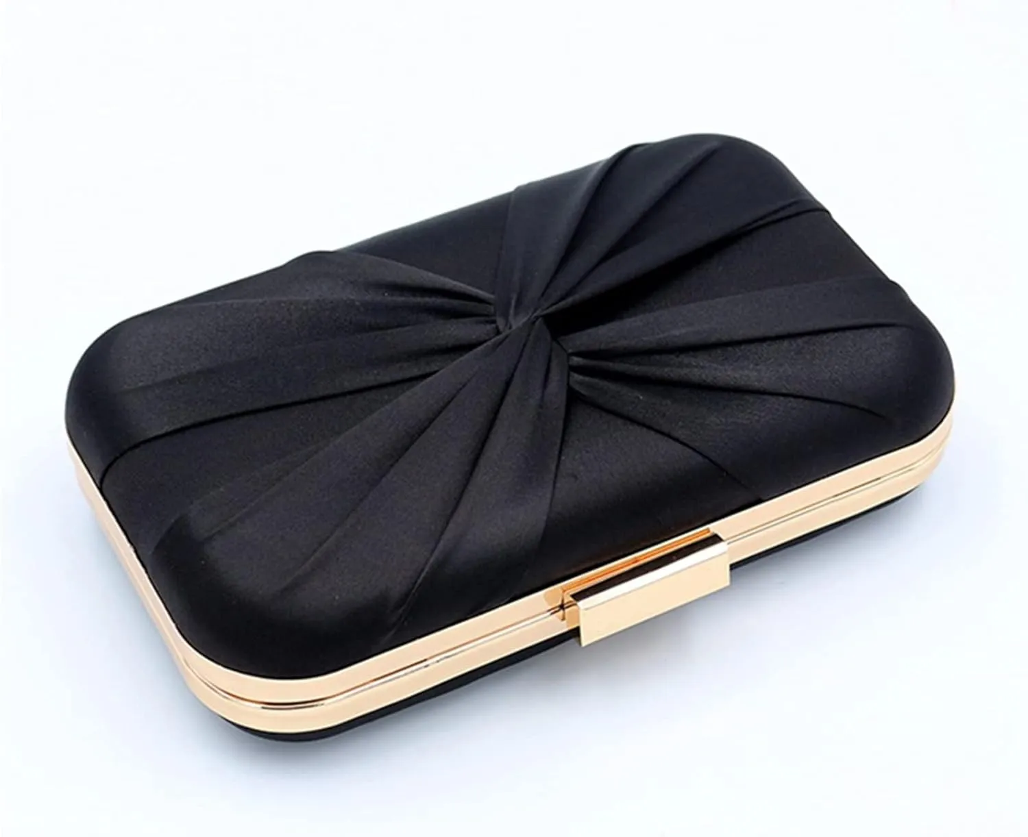 Evening Bag Clutch Purses for Women Pleated Satin Formal Handbag Simple Classy Purse with Detachable Chain