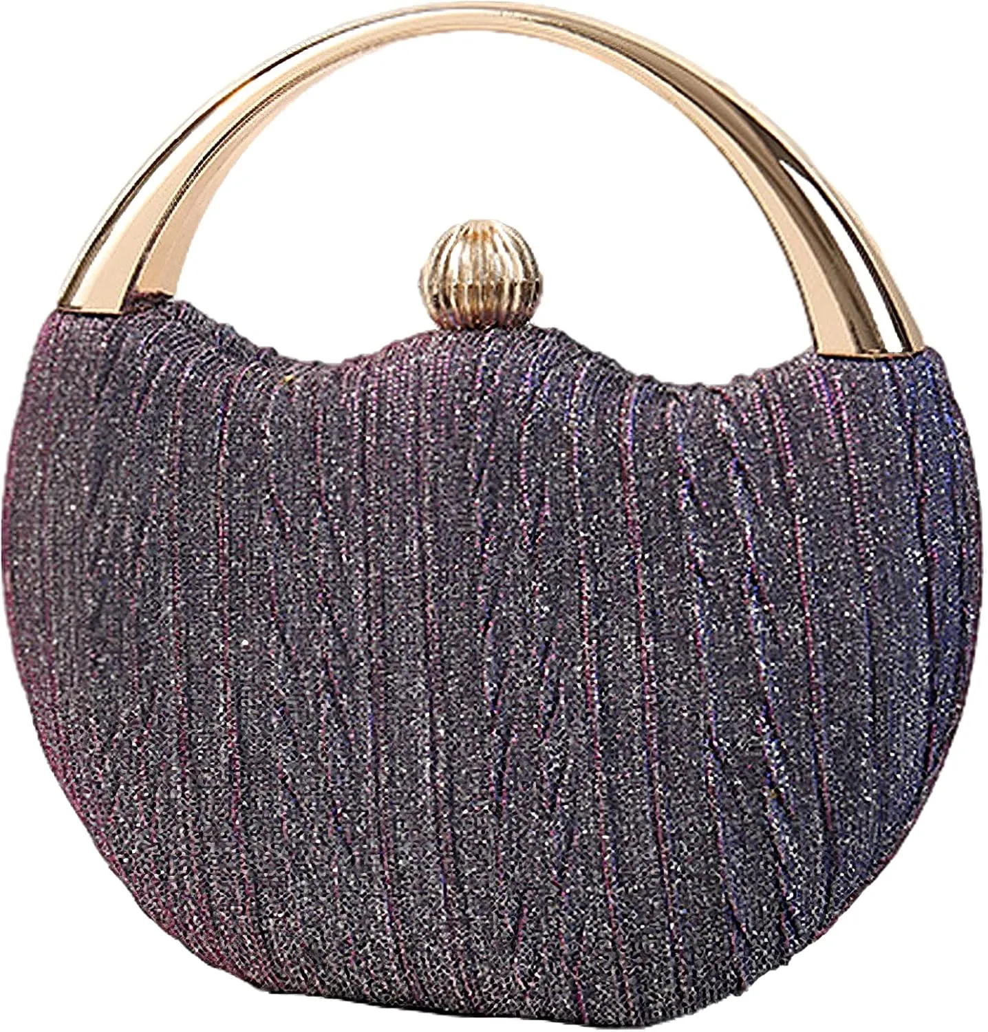 Evening Bag Clutch Purses Pleated Round Hard shell Crossbody Handbag with Chain Strap for Women Wedding Party Formal