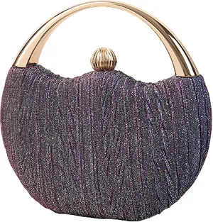 Evening Bag Clutch Purses Pleated Round Hard shell Crossbody Handbag with Chain Strap for Women Wedding Party Formal