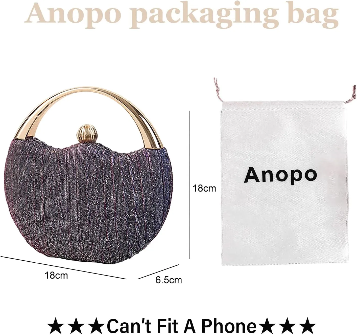 Evening Bag Clutch Purses Pleated Round Hard shell Crossbody Handbag with Chain Strap for Women Wedding Party Formal