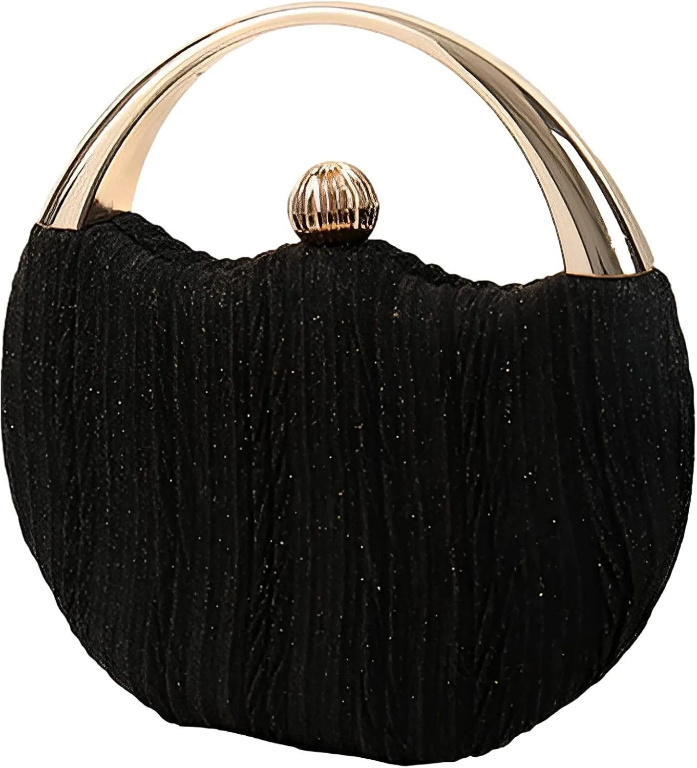 Evening Bag Clutch Purses Pleated Round Hard shell Crossbody Handbag with Chain Strap for Women Wedding Party Formal