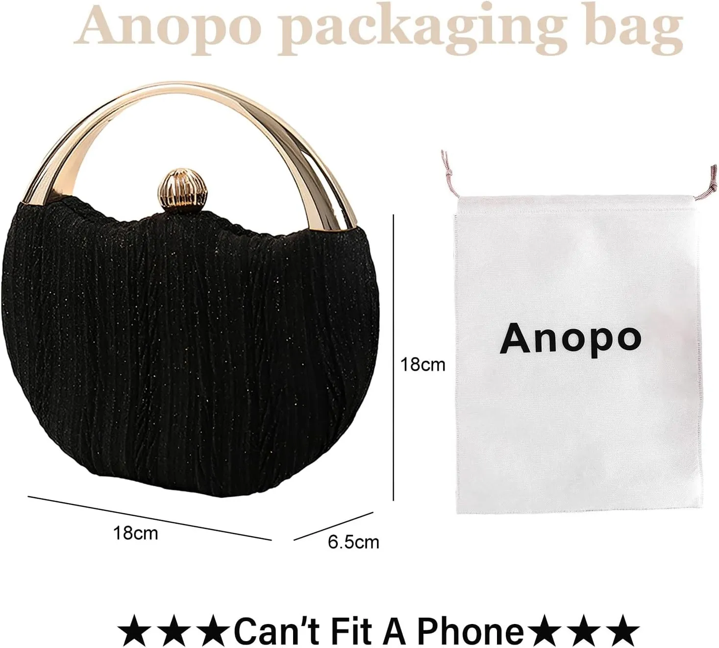 Evening Bag Clutch Purses Pleated Round Hard shell Crossbody Handbag with Chain Strap for Women Wedding Party Formal