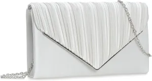 Evening Bag Elegant Women Party Handbag Pleated Satin Clutch for Wedding/Prom/Formal Events