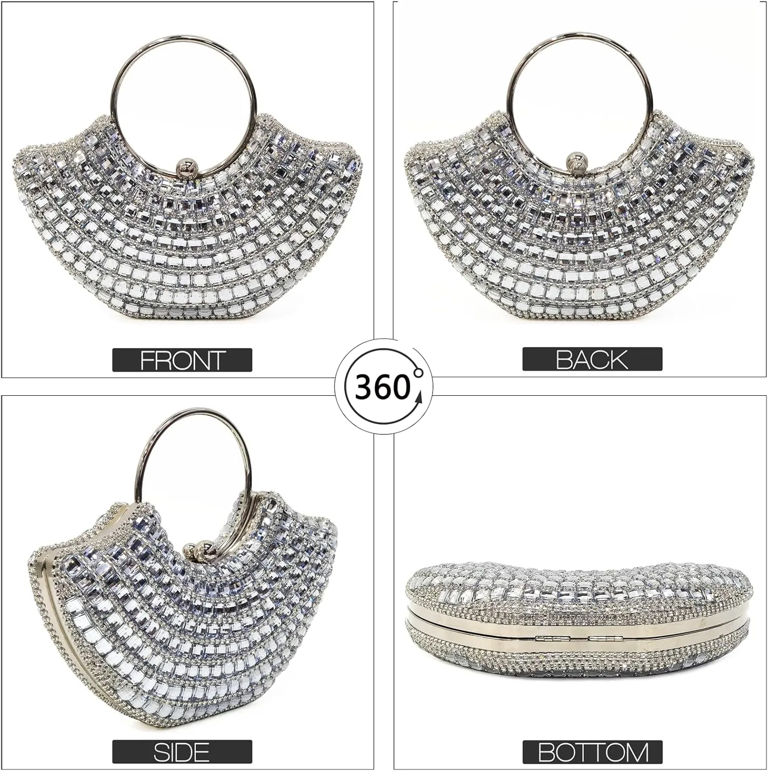 Evening Bag for Women，Lip Shaped Rhinestone Clutch Bridal Wedding Purse Party Prom Handbag