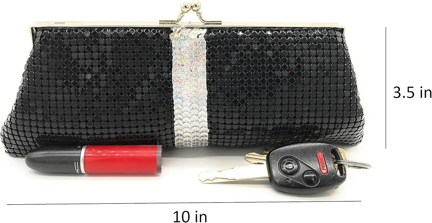 Evening Clutch Metal Mesh Purse Bag for Cocktail Party Prom Wedding Banquet