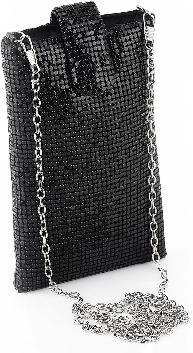 Evening Handbags Clutch Purses for Women Metal mesh Small Crossbody Bag Cell Phone Purse Wallet