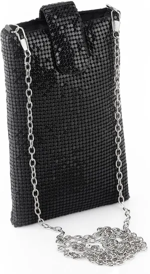 Evening Handbags Clutch Purses for Women Metal mesh Small Crossbody Bag Cell Phone Purse Wallet