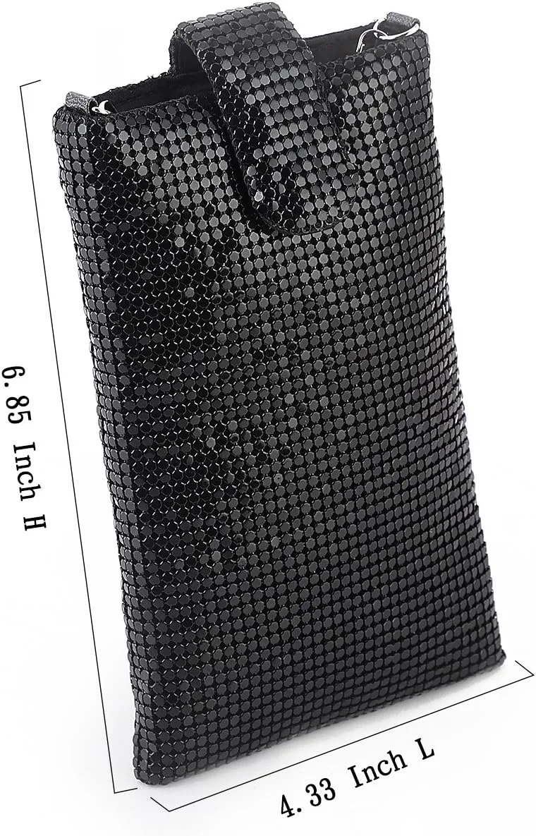 Evening Handbags Clutch Purses for Women Metal mesh Small Crossbody Bag Cell Phone Purse Wallet