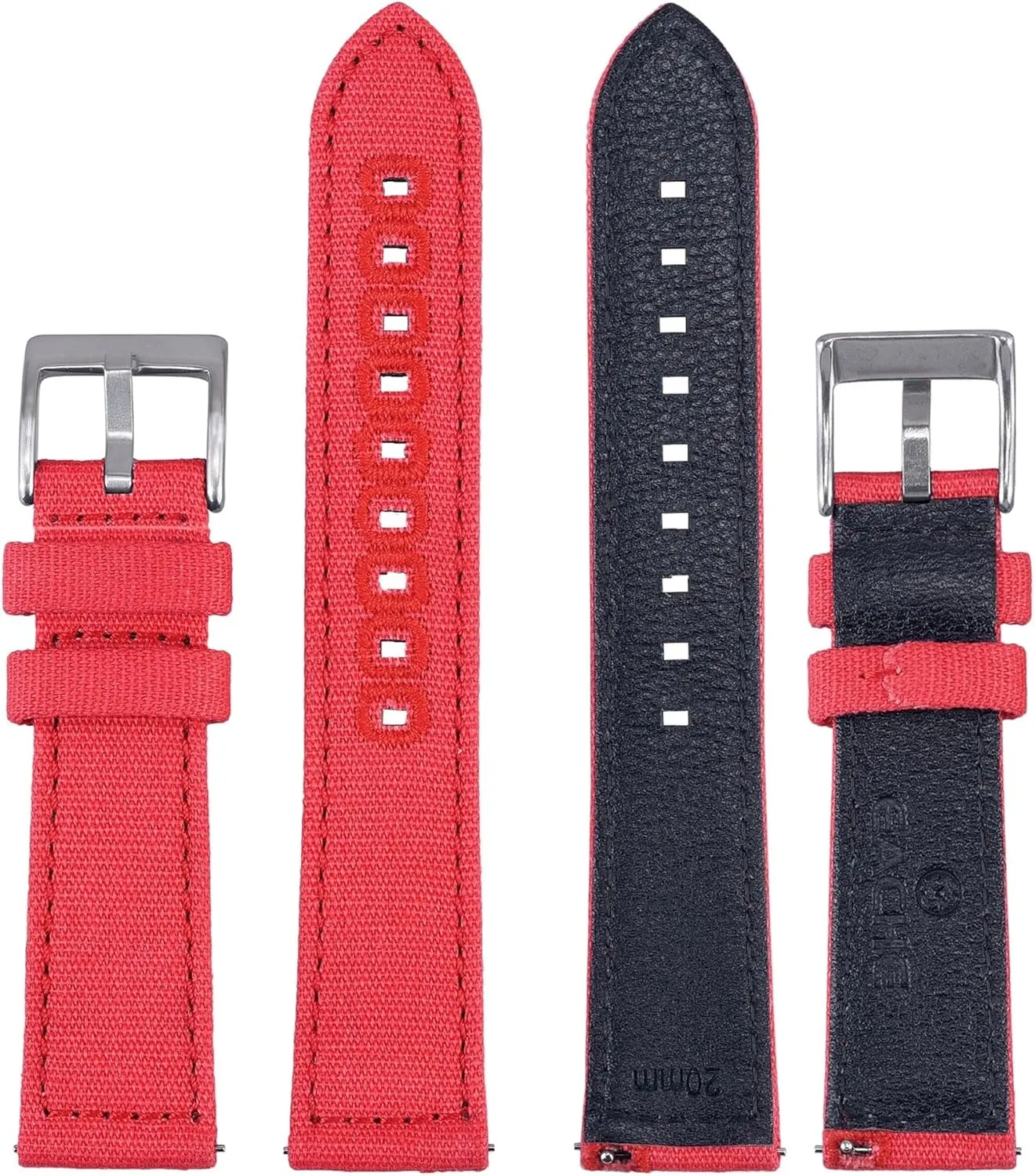 Fabric Canvas  Leather Watch Straps With Quick Release Spring Bar Green Sailcloth Band