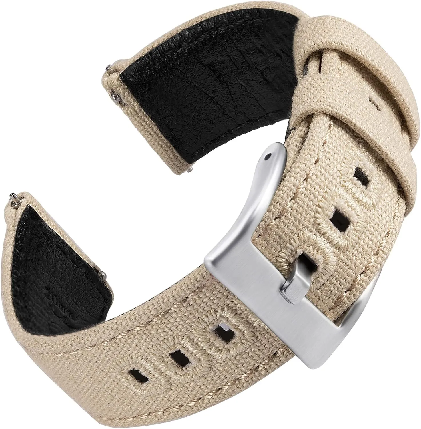 Fabric Canvas  Leather Watch Straps With Quick Release Spring Bar Green Sailcloth Band
