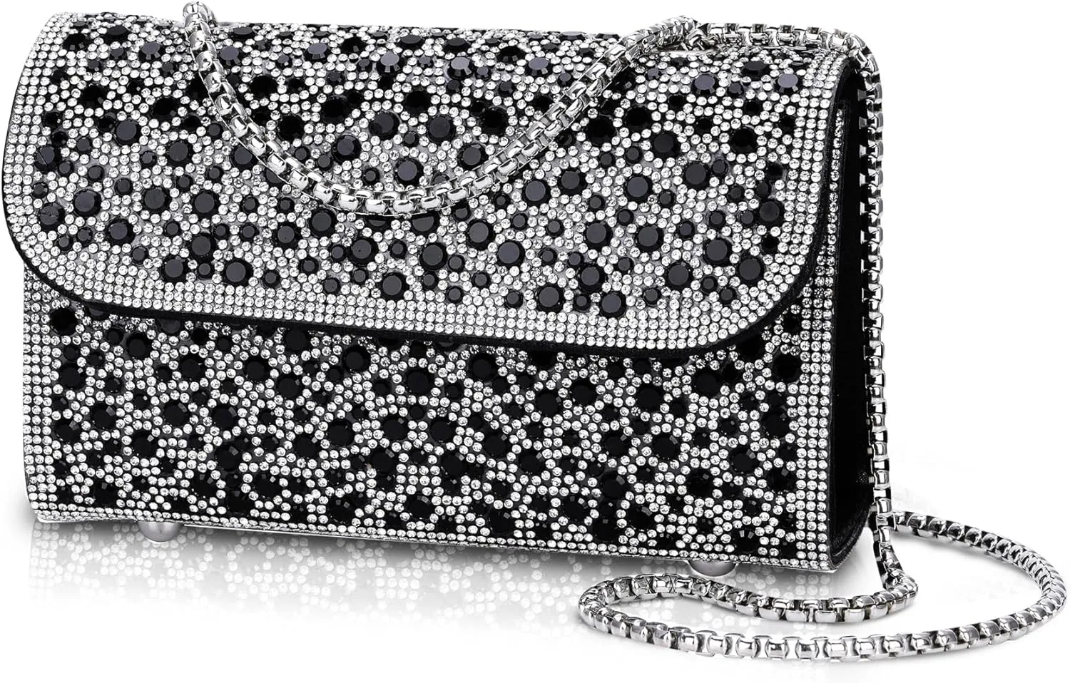 FALETO Evening Bag for Women Sparkly Shoulder Bag Rhinestone Clutch Purse with Detachable Chain