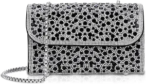 FALETO Evening Bag for Women Sparkly Shoulder Bag Rhinestone Clutch Purse with Detachable Chain