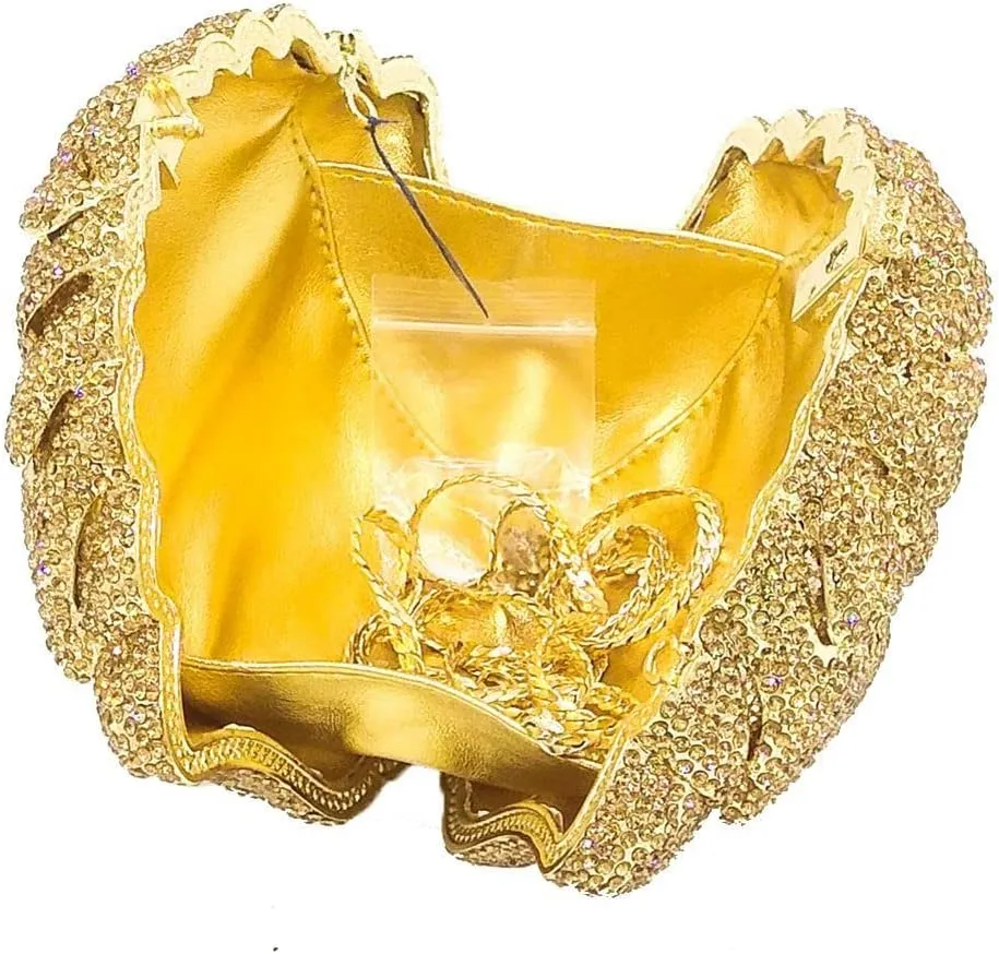 Fancy Rose Women Crystal Clutch Bags Wedding Rhinestone Classical Evening Bag Prom Cocktail Party Handbag and Purse