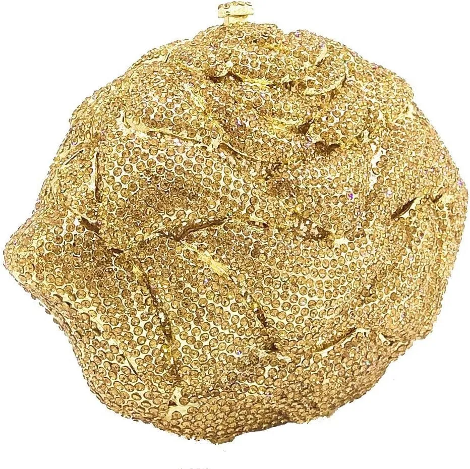Fancy Rose Women Crystal Clutch Bags Wedding Rhinestone Classical Evening Bag Prom Cocktail Party Handbag and Purse