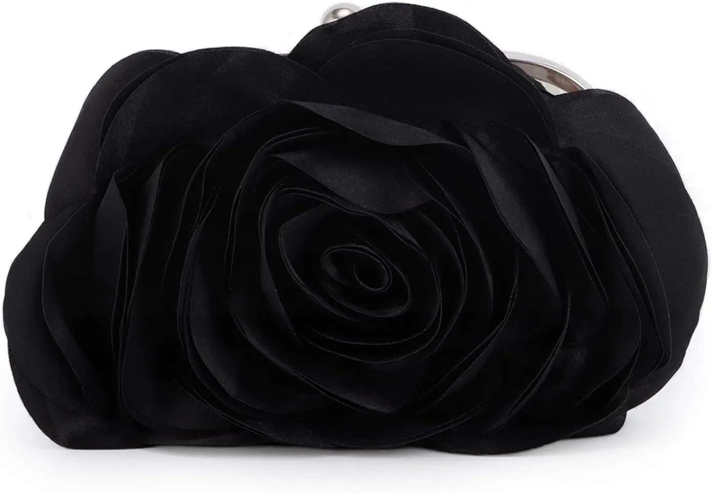 Fecialy Women Evening Bag Floral Satin Clutch Purses with Chain Rose Pattern Purse Party Prom Handbags