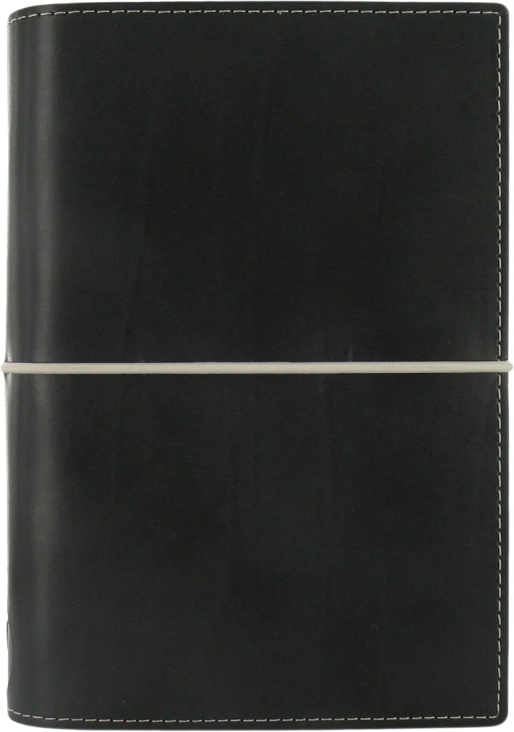 Filofax Domino Organizer, Personal Size, Black - Leather-Look, Contrast Stitching, Six Rings, Week-to-View Calendar Diary, Multilingual, 2025 (C027802-25)