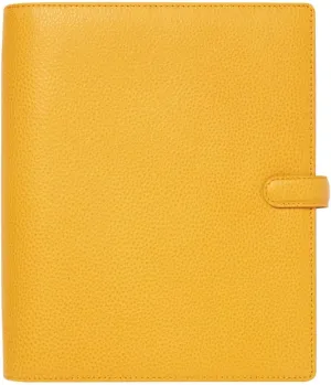 Filofax Finsbury Organizer, A5 Size, Mustard - Traditional Grained Leather, Six Rings, Week-to-View Calendar Diary, Multilingual, 2025 (C022621-25)