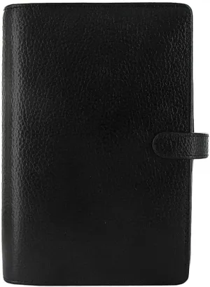Filofax Finsbury Organizer, Personal Size, Black - Traditional Grained Leather, Six Rings, Week-to-View Calendar Diary, Multilingual, 2025 (C025302-25)