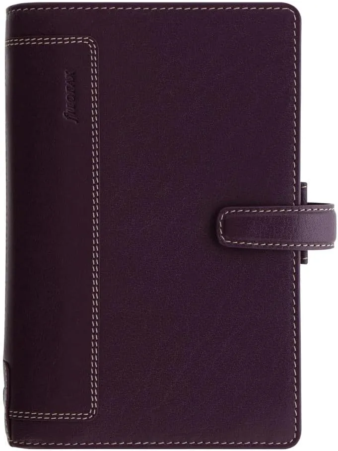 Filofax Holborn Organizer, Personal Size, Purple - Full-Grain Buffalo Leather, Six Rings, Cotton Cream Week-to-View Calendar Diary, Multilingual, 2025 (C025601-25)