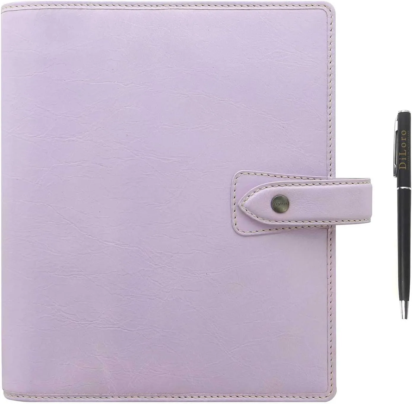 Filofax Malden Leather Organizer Agenda Calendar Bundle with DiLoro Ballpoint Pen (Orchid 2025 with Pen, A5 Paper Size 8.26" x 5.82")