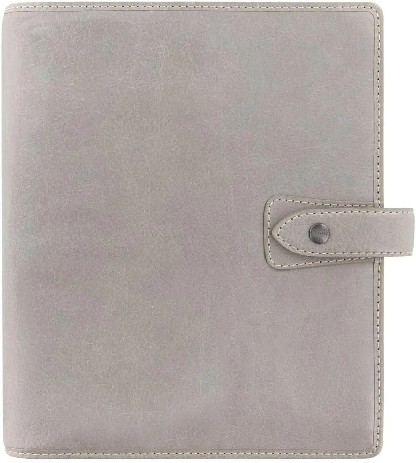 Filofax Malden Organizer, A5 Size, Stone - Tactile, Full-Grain Buffalo Leather, Six Rings, Cotton Cream Week-to-View Calendar Diary, Multilingual, 2025 (C025810-25)