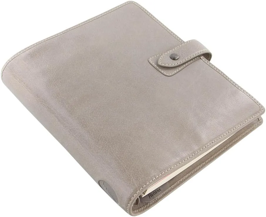 Filofax Malden Organizer, A5 Size, Stone - Tactile, Full-Grain Buffalo Leather, Six Rings, Cotton Cream Week-to-View Calendar Diary, Multilingual, 2025 (C025810-25)