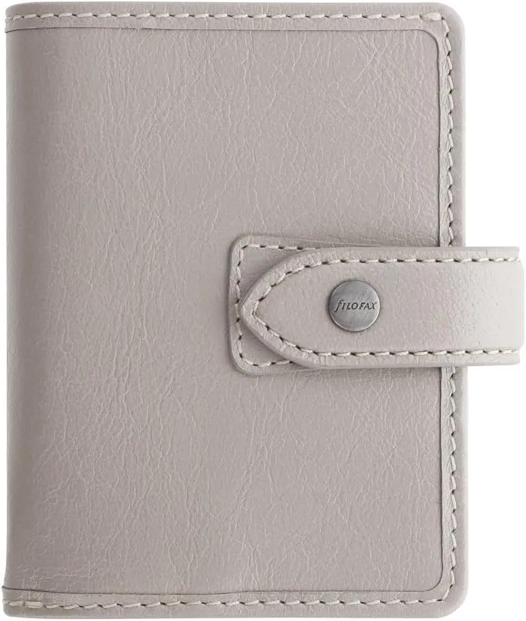 Filofax Malden Organizer, Mini Size, Stone - Tactile, Full-Grain Buffalo Leather, Five Rings, Cotton Cream Week-to-View Calendar Diary, Multilingual, 2025 (C022624-25)