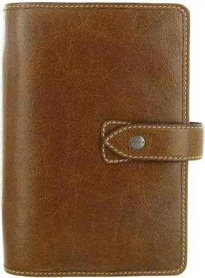Filofax Malden Organizer, Personal Size, Ochre - Tactile, Full-Grain Buffalo Leather, Six Rings, Cotton Cream Week-to-View Calendar Diary, Multilingual, 2025 (C025808-25)