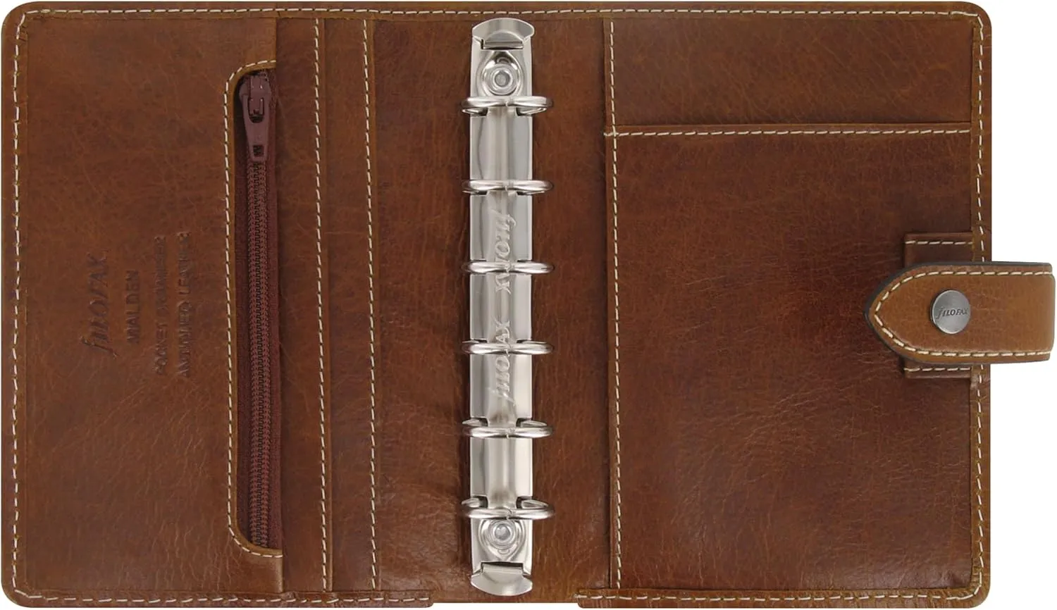 Filofax Malden Organizer, Pocket Size, Ochre - Tactile, Full-Grain Buffalo Leather, Six Rings, Cotton Cream Week-to-View Calendar Diary, Multilingual, 2025 (C025842-25)