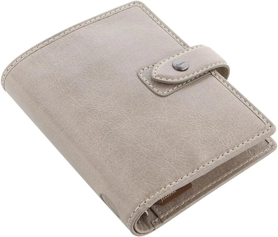Filofax Malden Organizer, Pocket Size, Stone - Tactile, Full-Grain Buffalo Leather, Six Rings, Cotton Cream Week-to-View Calendar Diary, Multilingual, 2025 (C025812-25)