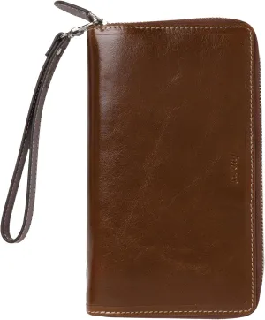 Filofax Malden Zip Organizer, Personal Compact Size, Ochre - Tactile, Full-Grain Buffalo Leather, Six Rings, Cotton Cream Week-to-View Calendar Diary, Multilingual, 2025 (C022704-25)
