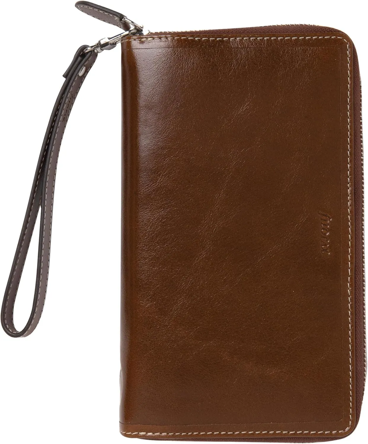 Filofax Malden Zip Organizer, Personal Compact Size, Ochre - Tactile, Full-Grain Buffalo Leather, Six Rings, Cotton Cream Week-to-View Calendar Diary, Multilingual, 2025 (C022704-25)