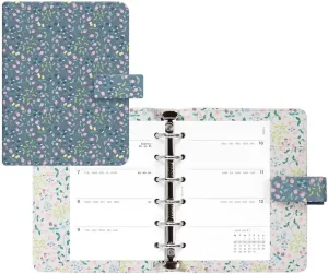 Filofax Meadow Organizer, Pocket Size, Blue - Smooth, Leather-Look, Six Rings, Week-to-View Calendar Diary, Multilingual, 2025 (C021702-25)