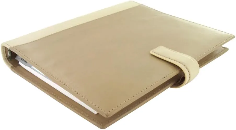 Filofax Nappa Organizer, A5 Size, Vanilla - Leather, Six Rings, Week-to-View Calendar Diary, Multilingual, 2025 (C025158-25)