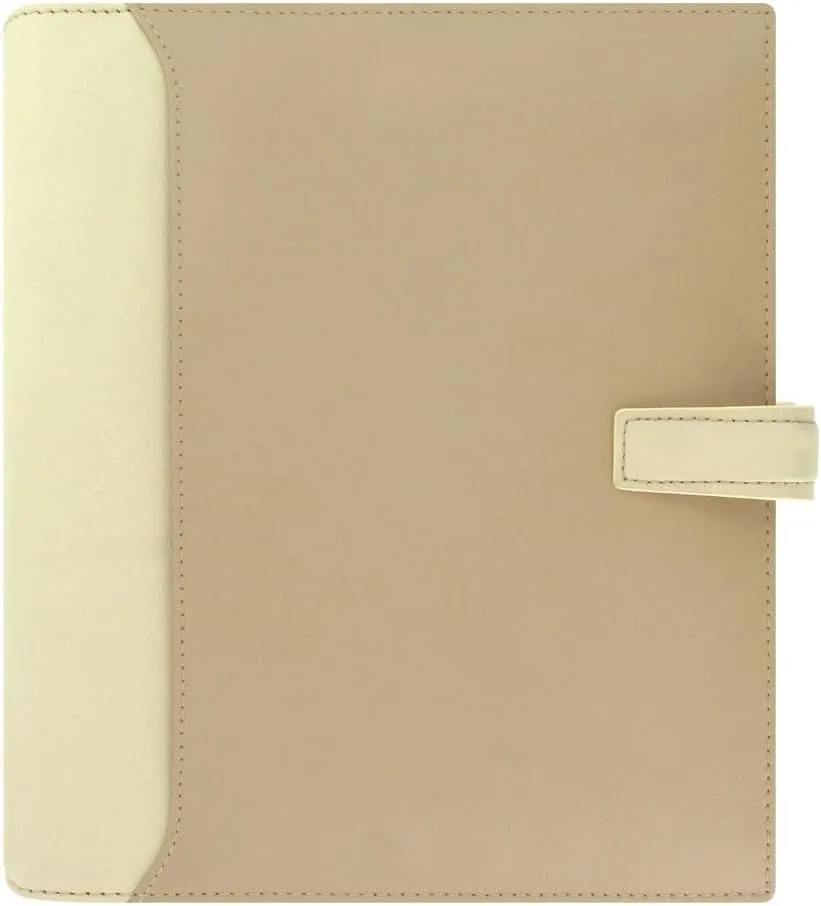 Filofax Nappa Organizer, A5 Size, Vanilla - Leather, Six Rings, Week-to-View Calendar Diary, Multilingual, 2025 (C025158-25)