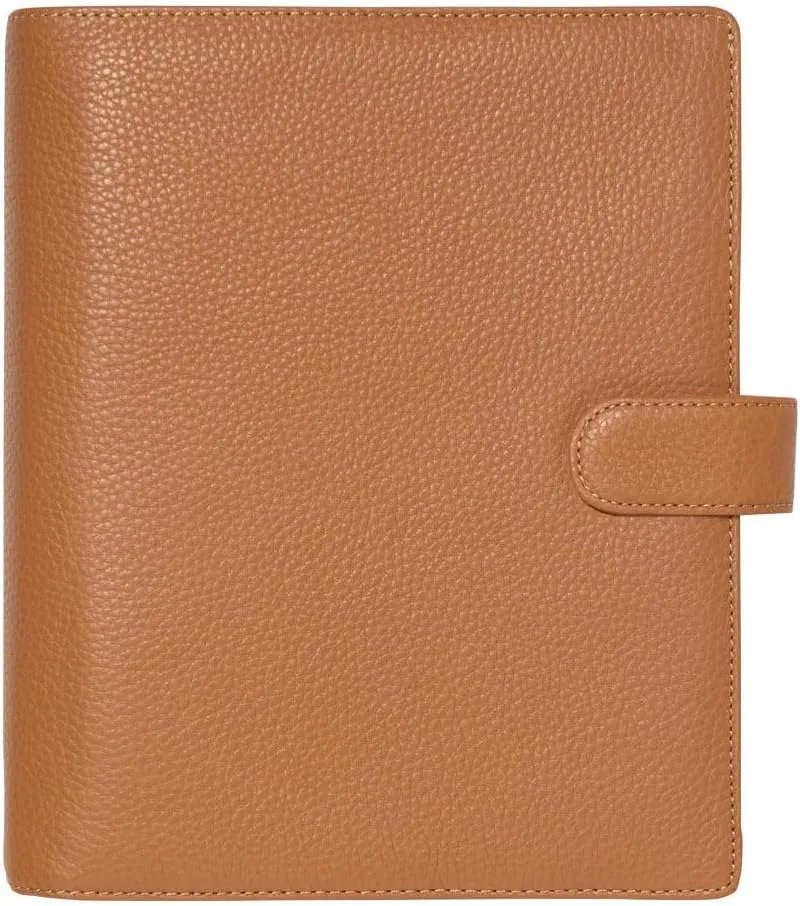 Filofax Norfolk Organizer, A5 Size, Almond - Soft, Full-Grain Leather, Six Rings, Week-to-View Calendar Diary, Multilingual, 2025 (C022634-25)