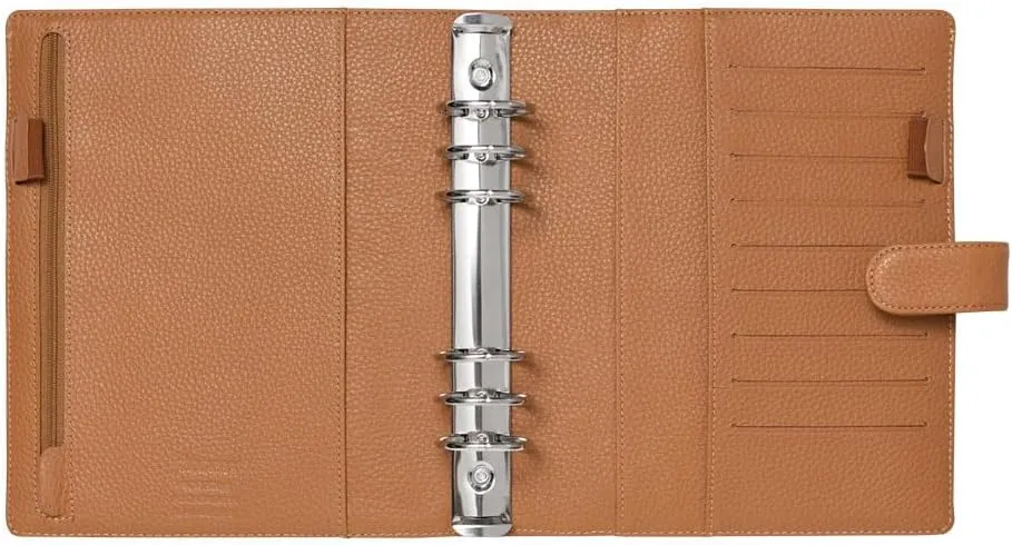 Filofax Norfolk Organizer, A5 Size, Almond - Soft, Full-Grain Leather, Six Rings, Week-to-View Calendar Diary, Multilingual, 2025 (C022634-25)