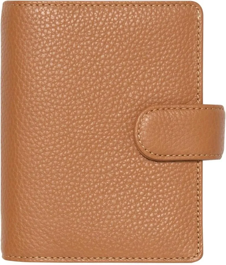 Filofax Norfolk Organizer, Pocket Size, Almond - Soft, Full-Grain Leather, Six Rings, Week-to-View Calendar Diary, Multilingual, 2025 (C022632-25)