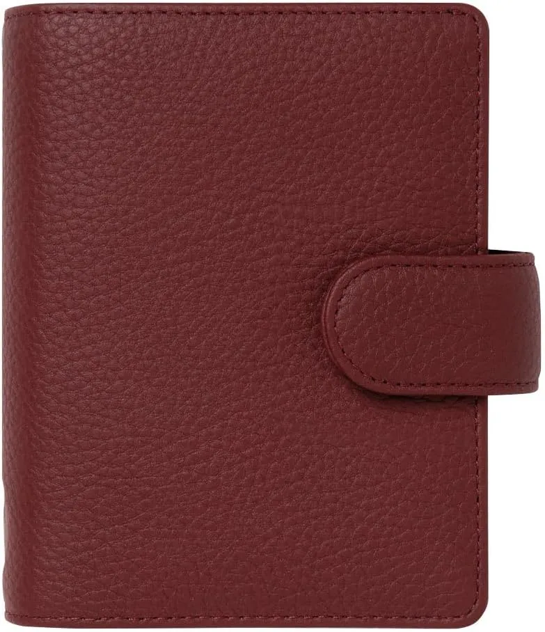 Filofax Norfolk Organizer, Pocket Size, Currant - Soft, Full-Grain Leather, Six Rings, Week-to-View Calendar Diary, Multilingual, 2025 (C022670-25)
