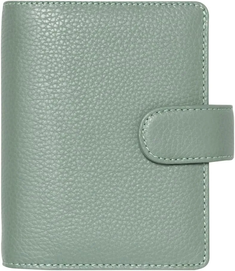 Filofax Norfolk Organizer, Pocket Size, Sage - Soft, Full-Grain Leather, Six Rings, Week-to-View Calendar Diary, Multilingual, 2025 (C022635-25)