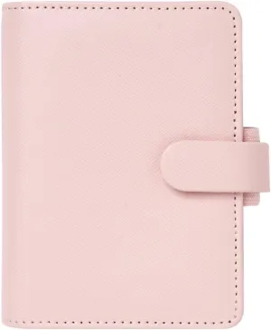 Filofax Saffiano Organizer, Mini Size, Blush - Cross-Grain, Leather-Look, Five Rings, Week-to-View Calendar Diary, Multilingual, 2025 (C022696-25)