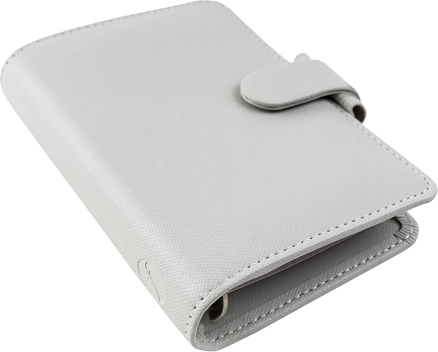 Filofax Saffiano Organizer, Mini Size, Granite - Cross-Grain, Leather-Look, Five Rings, Week-to-View Calendar Diary, Multilingual, 2025 (C028803-25)