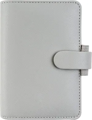 Filofax Saffiano Organizer, Mini Size, Granite - Cross-Grain, Leather-Look, Five Rings, Week-to-View Calendar Diary, Multilingual, 2025 (C028803-25)