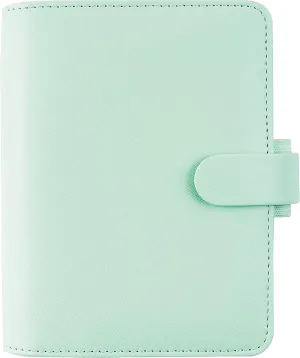 Filofax Saffiano Organizer, Pocket Size, Neo Mint - Cross-Grain, Leather-Look, Six Rings, Week-to-View Calendar Diary, Multilingual, 2025 (C028813-25)